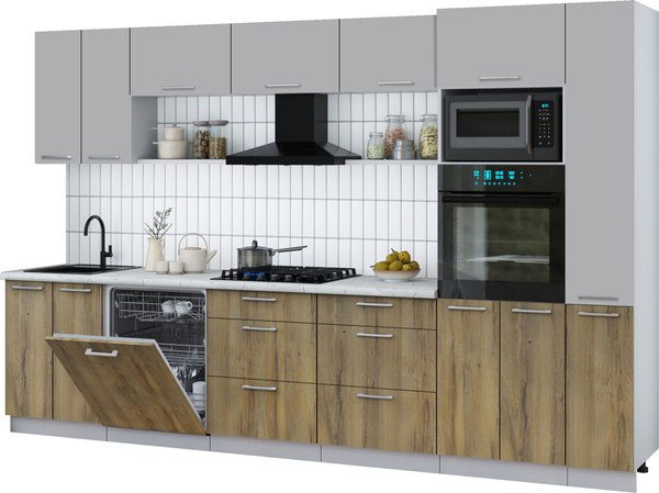 Кухонный гарнитур Интерлиния Мила Gloss 3.3-ПМ1 - фото