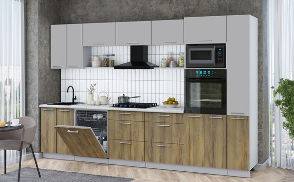 Кухонный гарнитур Интерлиния Мила Gloss 3.3-ПМ1