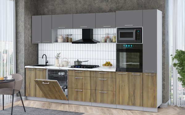 Кухонный гарнитур Интерлиния Мила Gloss 3.3-ПМ1