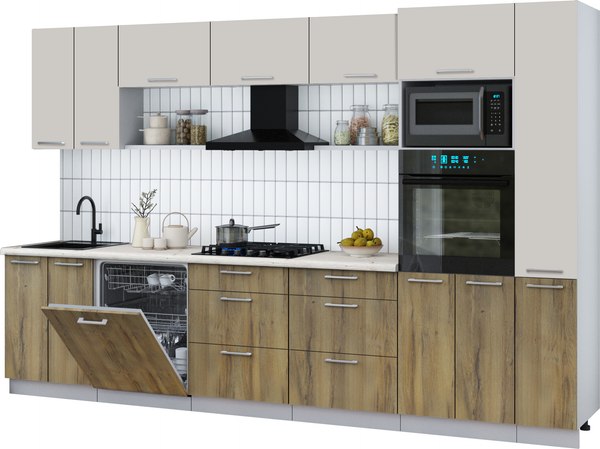Кухонный гарнитур Интерлиния Мила Gloss 3.3-ПМ1 - фото