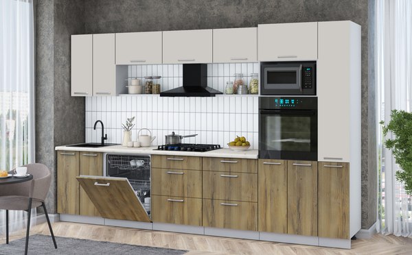 Кухонный гарнитур Интерлиния Мила Gloss 3.3-ПМ1