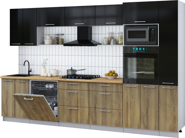 Кухонный гарнитур Интерлиния Мила Gloss 3.3-ПМ1 - фото