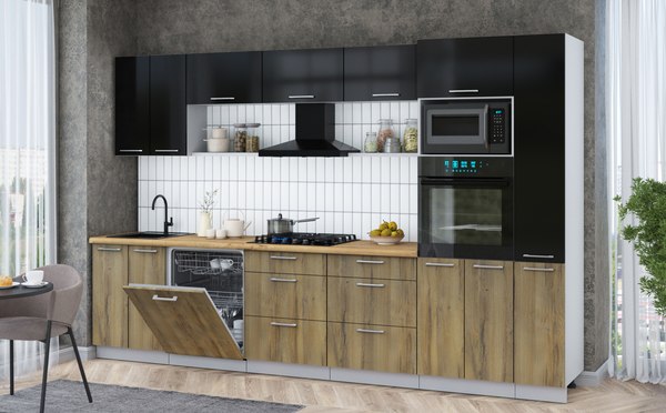 Кухонный гарнитур Интерлиния Мила Gloss 3.3-ПМ1