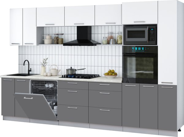 Кухонный гарнитур Интерлиния Мила Gloss 3.3-ПМ1 - фото