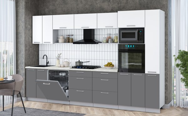 Кухонный гарнитур Интерлиния Мила Gloss 3.3-ПМ1