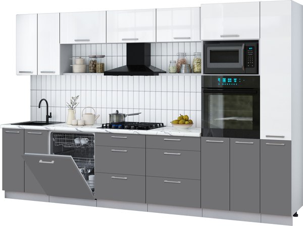 Кухонный гарнитур Интерлиния Мила Gloss 3.3-ПМ1 - фото
