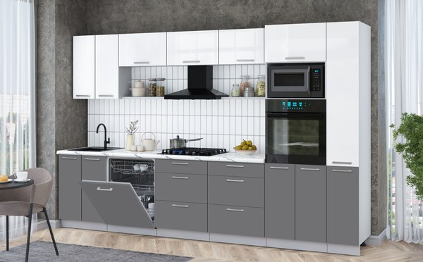 Кухонный гарнитур Интерлиния Мила Gloss 3.3-ПМ1