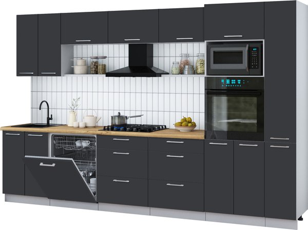 Кухонный гарнитур Интерлиния Мила Gloss 3.3-ПМ1 - фото