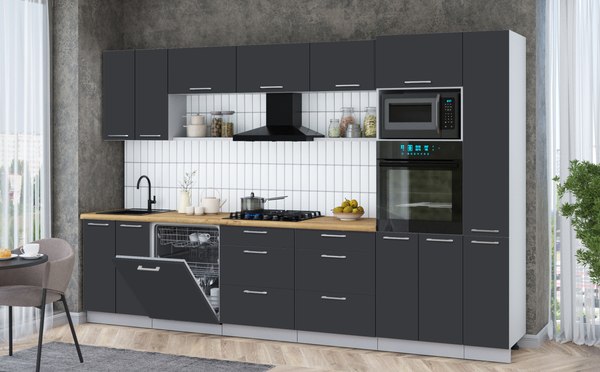 Кухонный гарнитур Интерлиния Мила Gloss 3.3-ПМ1