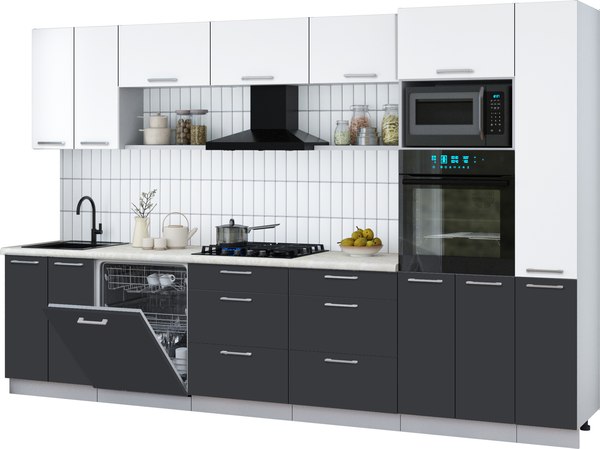Кухонный гарнитур Интерлиния Мила Gloss 3.3-ПМ1 - фото