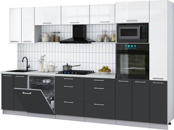 Кухонный гарнитур Интерлиния Мила Gloss 3.3-ПМ1 - фото