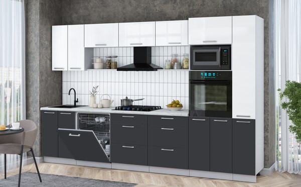 Кухонный гарнитур Интерлиния Мила Gloss 3.3-ПМ1