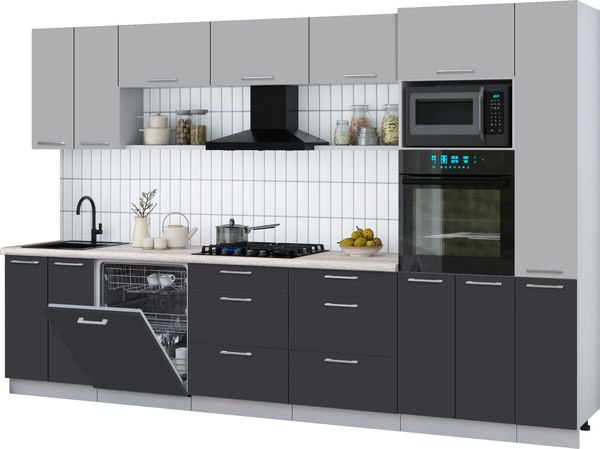 Кухонный гарнитур Интерлиния Мила Gloss 3.3-ПМ1 - фото
