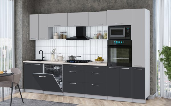 Кухонный гарнитур Интерлиния Мила Gloss 3.3-ПМ1