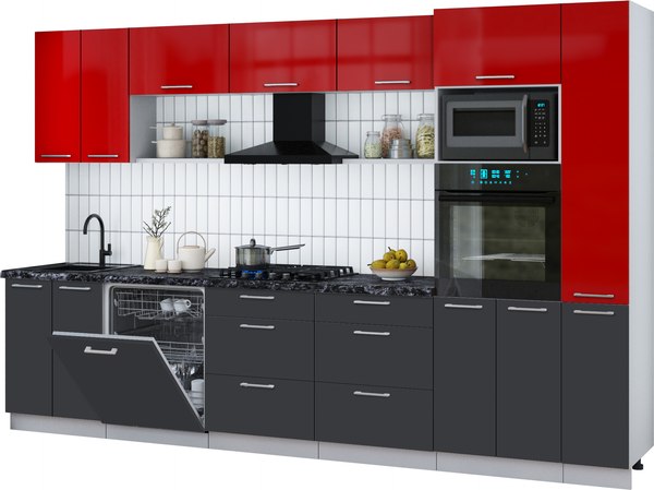 Кухонный гарнитур Интерлиния Мила Gloss 3.3-ПМ1 - фото