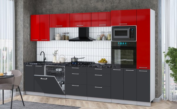 Кухонный гарнитур Интерлиния Мила Gloss 3.3-ПМ1