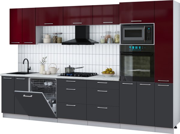Кухонный гарнитур Интерлиния Мила Gloss 3.3-ПМ1 - фото