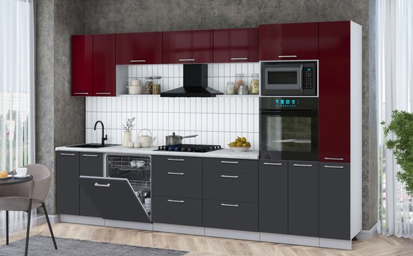 Кухонный гарнитур Интерлиния Мила Gloss 3.3-ПМ1