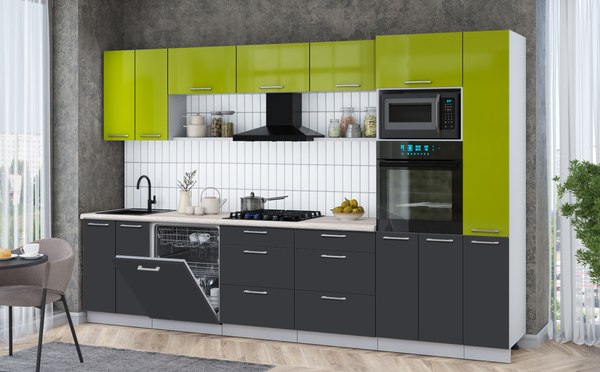 Кухонный гарнитур Интерлиния Мила Gloss 3.3-ПМ1