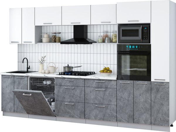 Кухонный гарнитур Интерлиния Мила Gloss 3.3-ПМ1 - фото