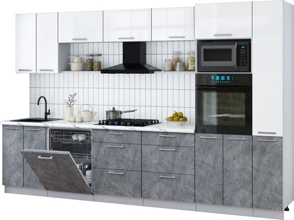 Кухонный гарнитур Интерлиния Мила Gloss 3.3-ПМ1 - фото