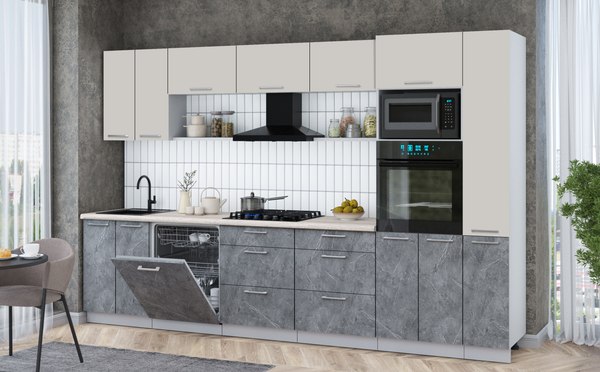 Кухонный гарнитур Интерлиния Мила Gloss 3.3-ПМ1