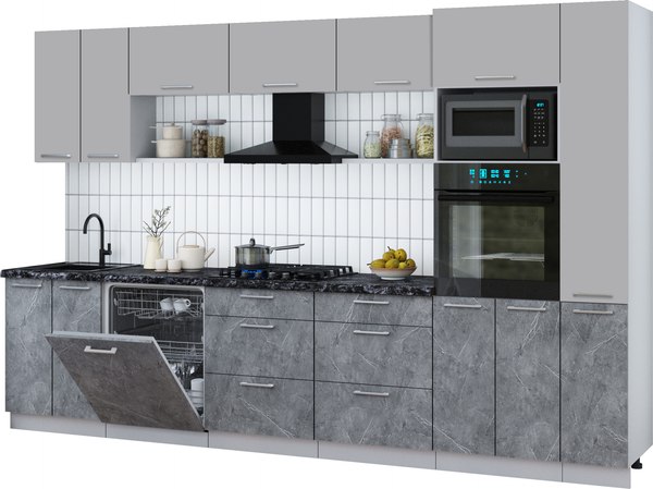 Кухонный гарнитур Интерлиния Мила Gloss 3.3-ПМ1 - фото