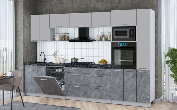 Кухонный гарнитур Интерлиния Мила Gloss 3.3-ПМ1