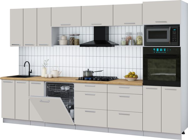 Кухонный гарнитур Интерлиния Мила Gloss 3.3-ПМ1-2 - фото