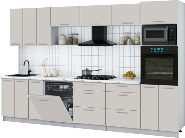Кухонный гарнитур Интерлиния Мила Gloss 3.3-ПМ1-2 - фото