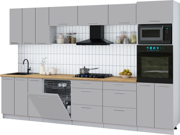 Кухонный гарнитур Интерлиния Мила Gloss 3.3-ПМ1-2 - фото