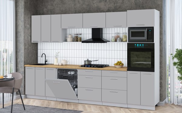 Кухонный гарнитур Интерлиния Мила Gloss 3.3-ПМ1-2