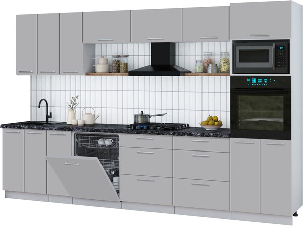 Кухонный гарнитур Интерлиния Мила Gloss 3.3-ПМ1-2 - фото