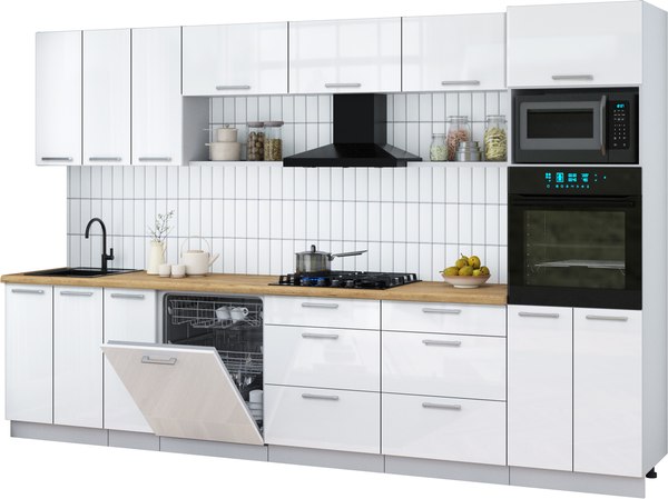 Кухонный гарнитур Интерлиния Мила Gloss 3.3-ПМ1-2 - фото
