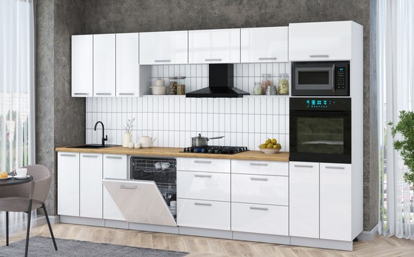 Кухонный гарнитур Интерлиния Мила Gloss 3.3-ПМ1-2