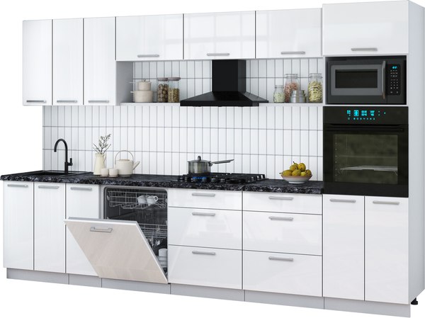 Кухонный гарнитур Интерлиния Мила Gloss 3.3-ПМ1-2 - фото