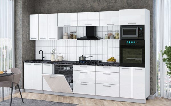 Кухонный гарнитур Интерлиния Мила Gloss 3.3-ПМ1-2