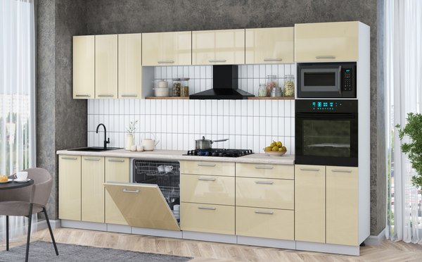 Кухонный гарнитур Интерлиния Мила Gloss 3.3-ПМ1-2