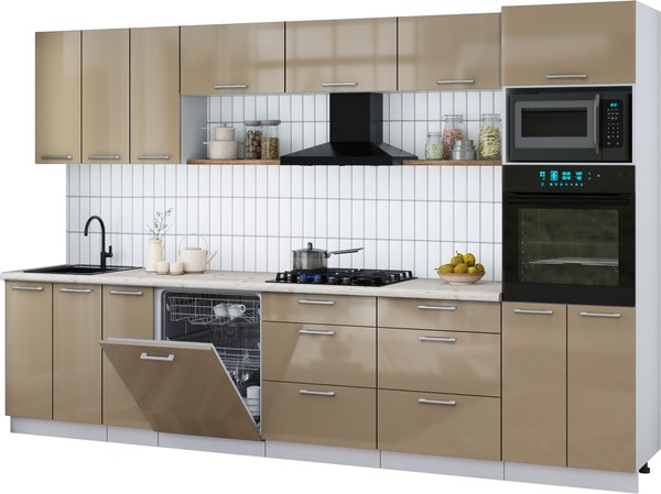 Кухонный гарнитур Интерлиния Мила Gloss 3.3-ПМ1-2 - фото