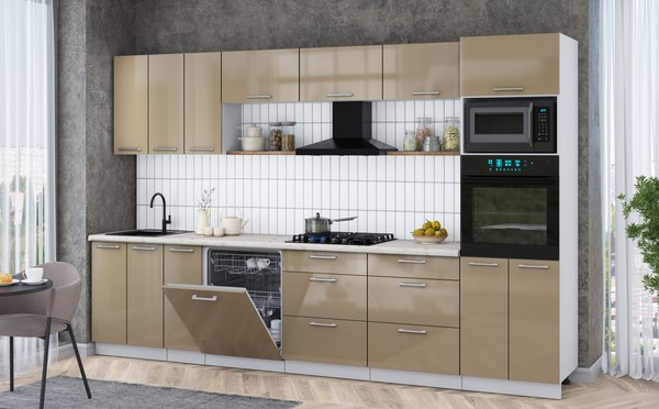 Кухонный гарнитур Интерлиния Мила Gloss 3.3-ПМ1-2