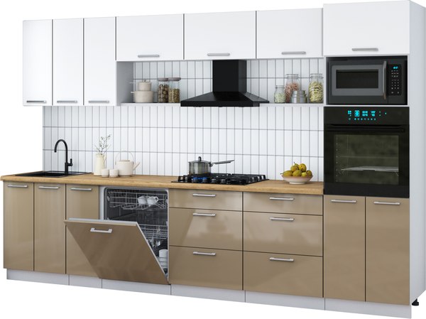 Кухонный гарнитур Интерлиния Мила Gloss 3.3-ПМ1-2 - фото
