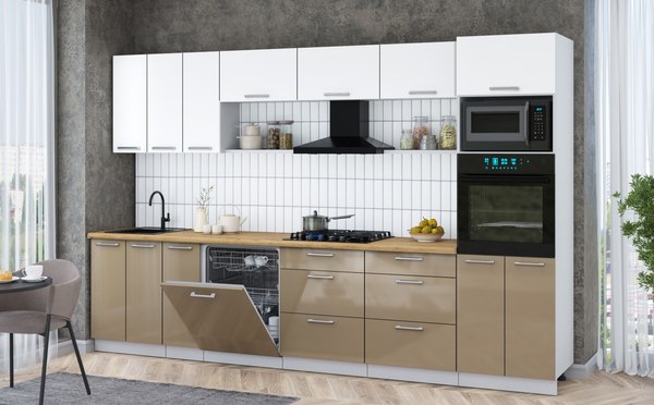 Кухонный гарнитур Интерлиния Мила Gloss 3.3-ПМ1-2