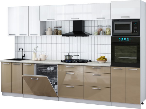 Кухонный гарнитур Интерлиния Мила Gloss 3.3-ПМ1-2 - фото