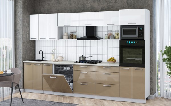 Кухонный гарнитур Интерлиния Мила Gloss 3.3-ПМ1-2