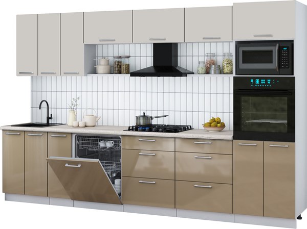 Кухонный гарнитур Интерлиния Мила Gloss 3.3-ПМ1-2 - фото