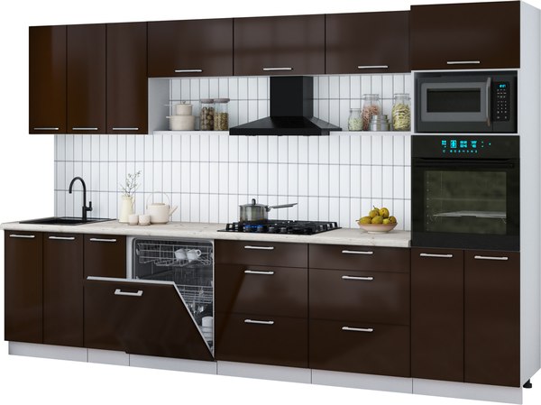 Кухонный гарнитур Интерлиния Мила Gloss 3.3-ПМ1-2 - фото