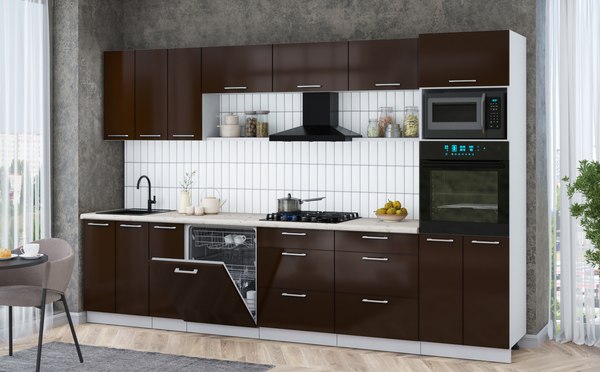 Кухонный гарнитур Интерлиния Мила Gloss 3.3-ПМ1-2