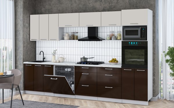 Кухонный гарнитур Интерлиния Мила Gloss 3.3-ПМ1-2