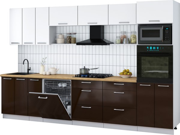 Кухонный гарнитур Интерлиния Мила Gloss 3.3-ПМ1-2 - фото