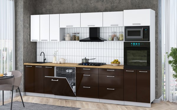 Кухонный гарнитур Интерлиния Мила Gloss 3.3-ПМ1-2